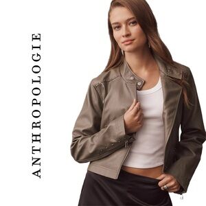 Anthropologie Studded Faux Leather Crop Jacket